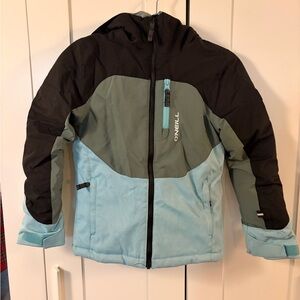 O'Neill Kids Colorblock Puffer Jacket - Black and Blue